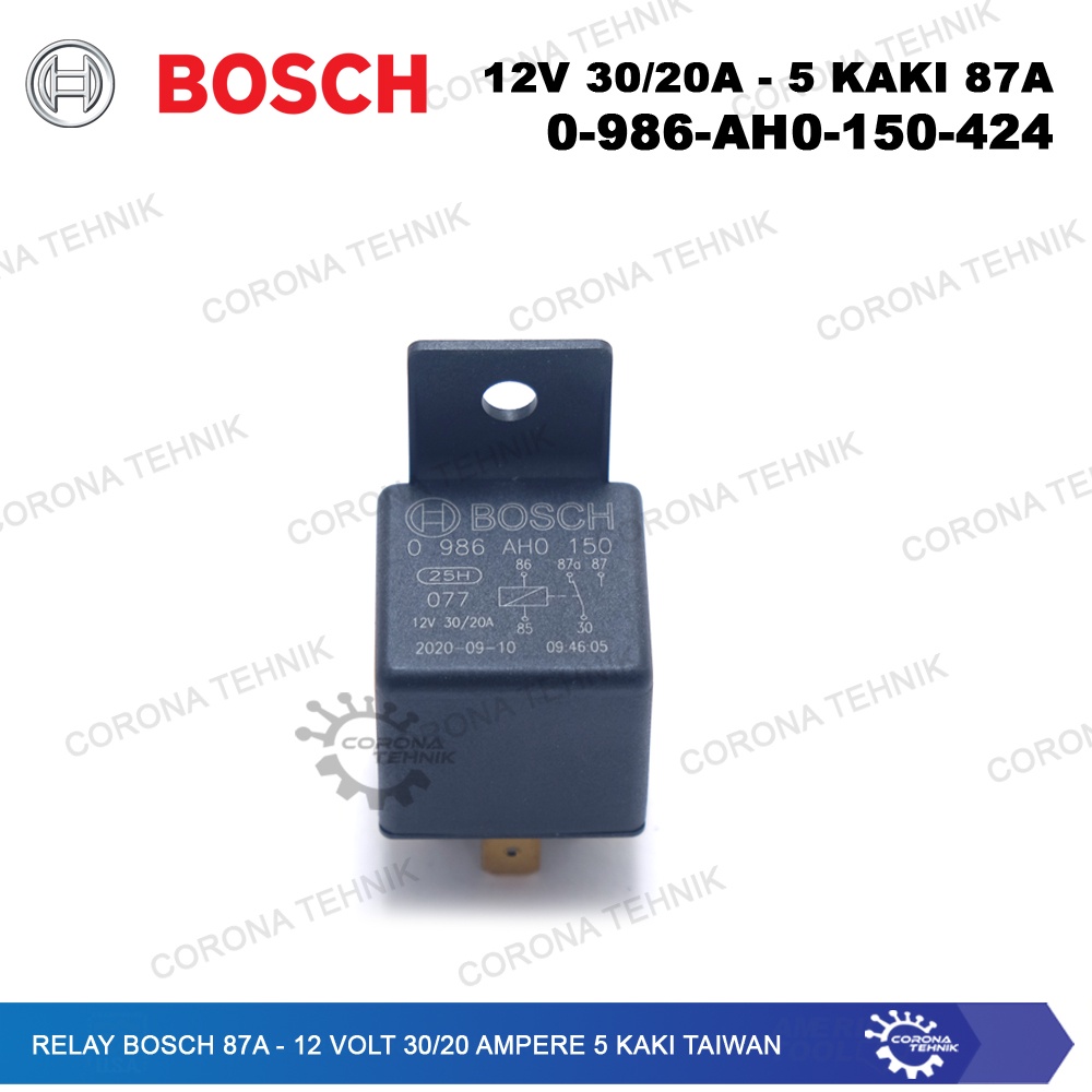 Taiwan - Relay Bosch 87a - 12 Volt 30/20 Ampere 5 Kaki - 0-986-AH0-150-424