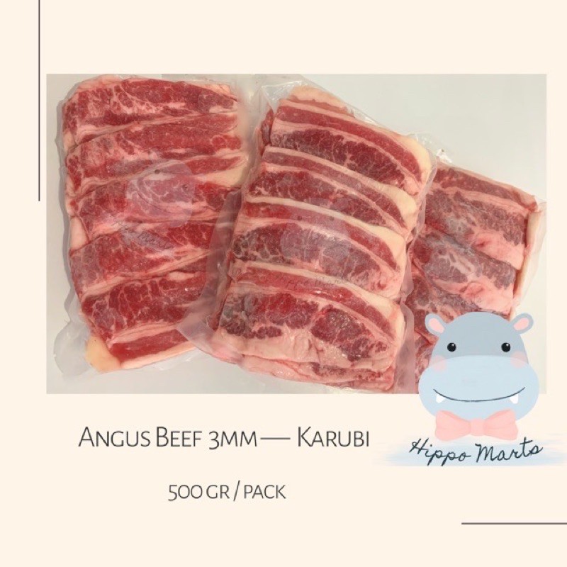 Dragon karubi 1 Cm  / Angus Beef  Karubi 3mm 500gram for BBQ with Shortplate Beef , Saikoro Beef