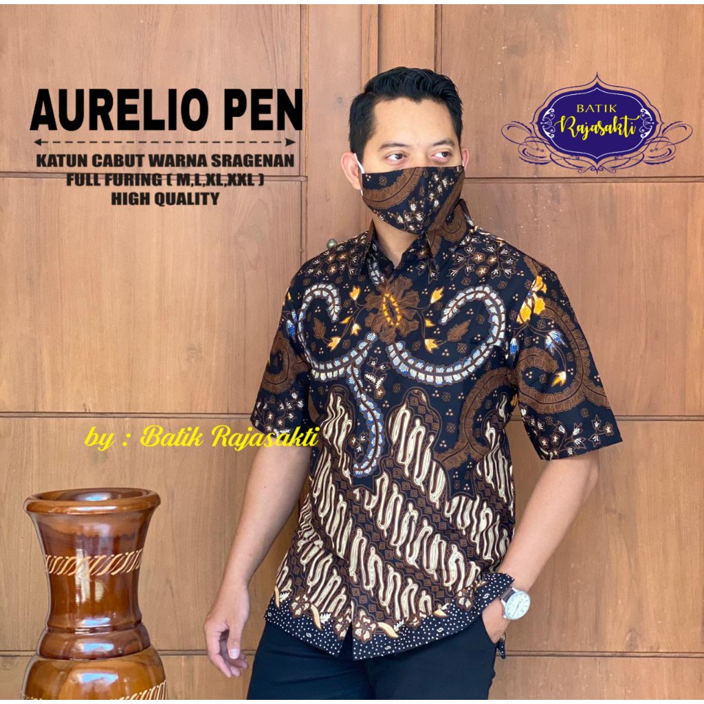 AURELEO RAJASAKTI KEMEJA BATIK SOLO PRIA LENGAN PENDEK LAPIS FURING ATASAN BATIK PREMIUM MODERN KATUN HALUS BAHUWIRYA  BANAMITRA BANAMITRA PUTIH BANGSAWAN BAYU PUTRA BERLIAN BIRU BHARATAYUDA BIMASENA BIRENDRA BIRU INDAH BRAHMAKERTA BRAHMAKERTA MERAH