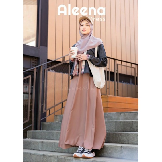 ALEENA DRESS 3.0 JILBRAVE | Gamis Stylish dengan Outer Jeans Kombinasi Flanel