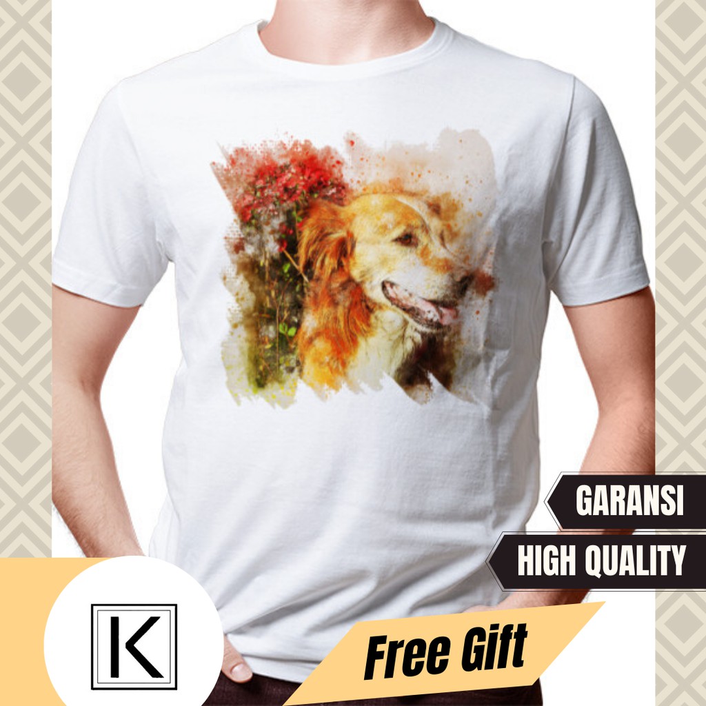 Kaos Anjing - Golden Dog - kaos motif anjing kaos gambar anjing kaos unik kaos lucu kaos keren
