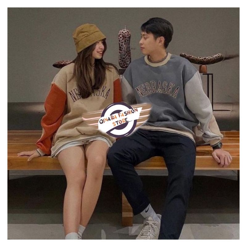 SWEATER COUPLE 2XL NEBRASKA OBLONG SWEATER | SWEATER WANITA CREWNECK MURAH | OVERSIZE