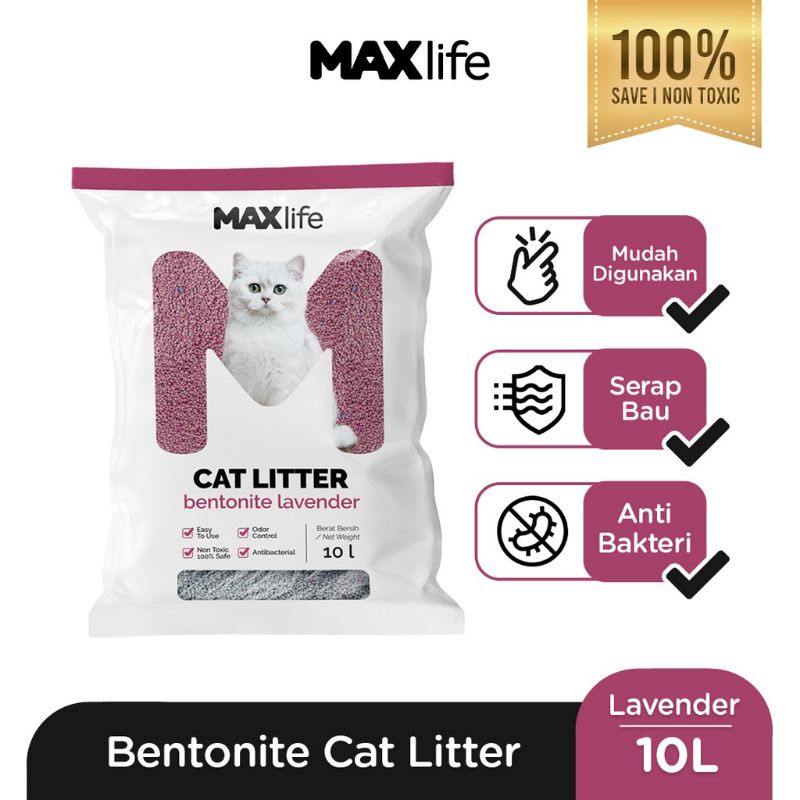 MAXlife cat litter lavender 10L pasir kucing wangi gumpal