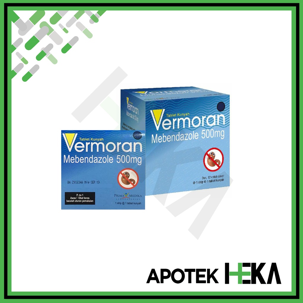 Vermoran 500 mg Box isi 12x1 Tablet - Mebendazole Obat Cacing (SEMARANG)