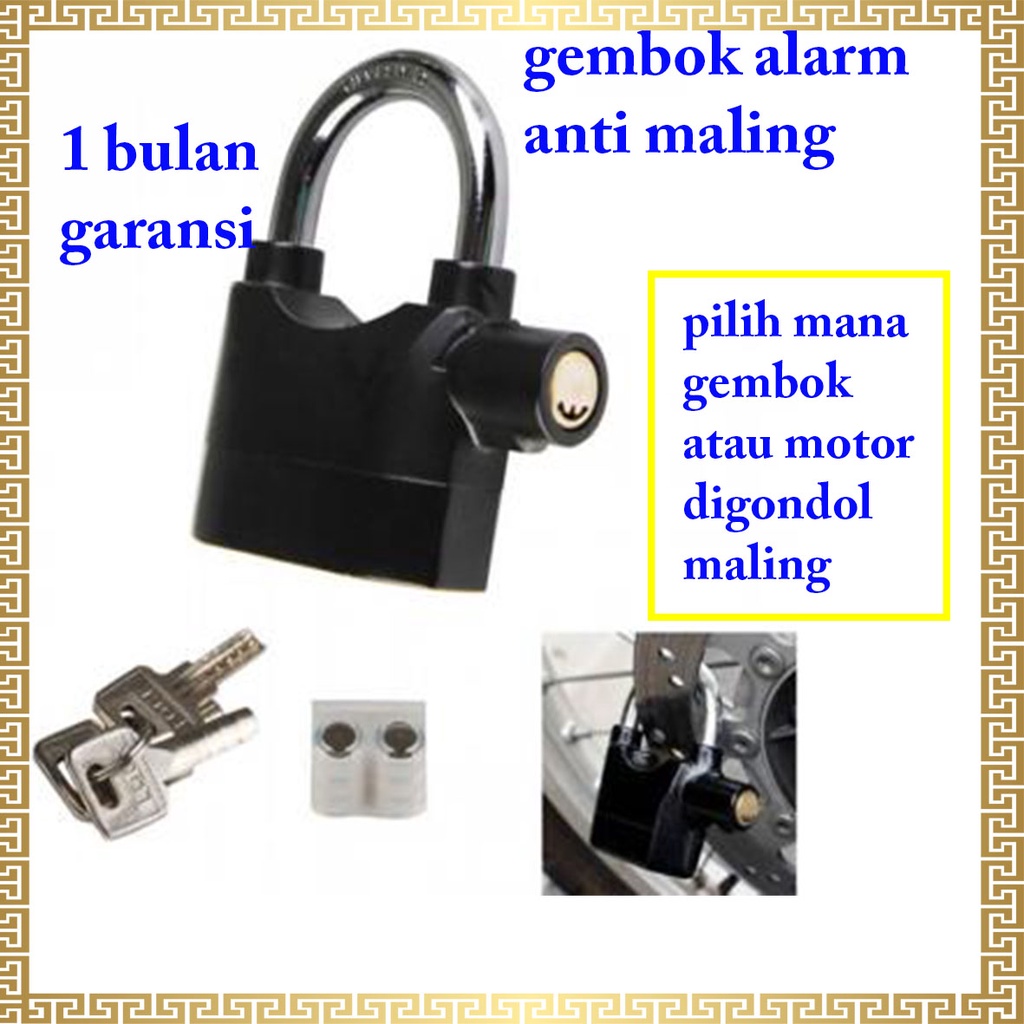 Gembok Alarm Anti Maling Alarm lock Kunci Gembok Alarm original