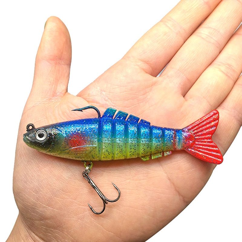 1 Pc Umpan Pancing Soft Bait Bentuk Ikan Kecil 8 Bagian Dengan Mata 3D Ukuran 9cm 17g