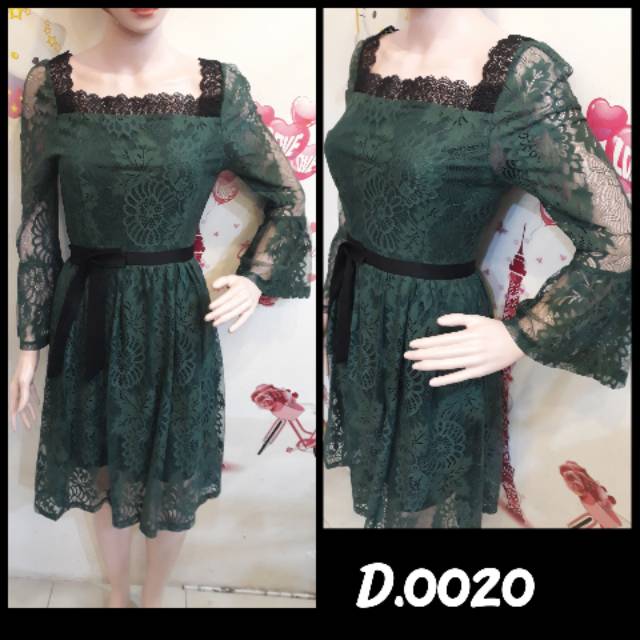 Dress Pesta Lace Brukat Korea Import