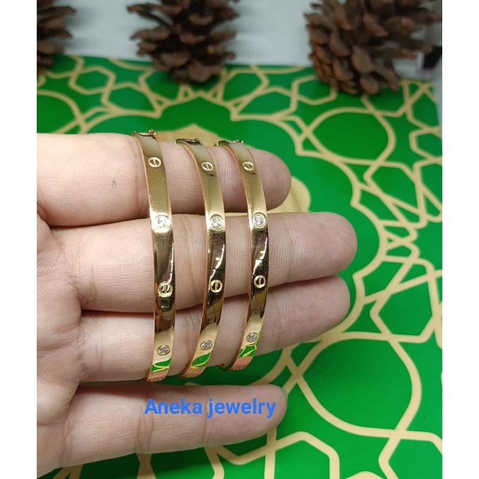 Gelang pipa cor mata2, Perak 925, Sepuh Emas Rosegold