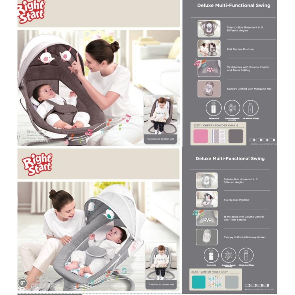 Ayunan Bayi Bouncer Elektrik Baby Swing Otomatis Right Start Cuddly Deluxe Multifunctional Swing