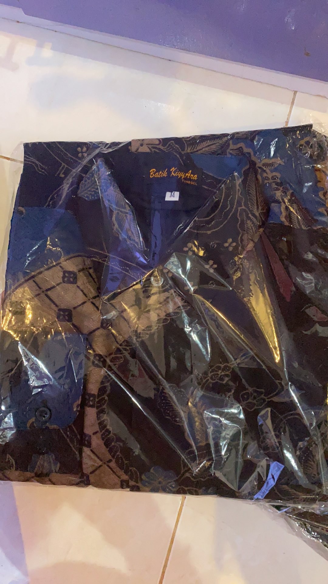 Kemeja Batik Pria Dobby Laseman Lengan Panjang  Premium Motif Pesik Kawung