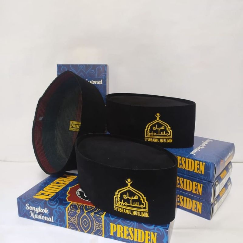( bisa cod ) peci hitam syubbanul muslimin / peci kopyah syubbanul muslimin / songkok hitam logo syu