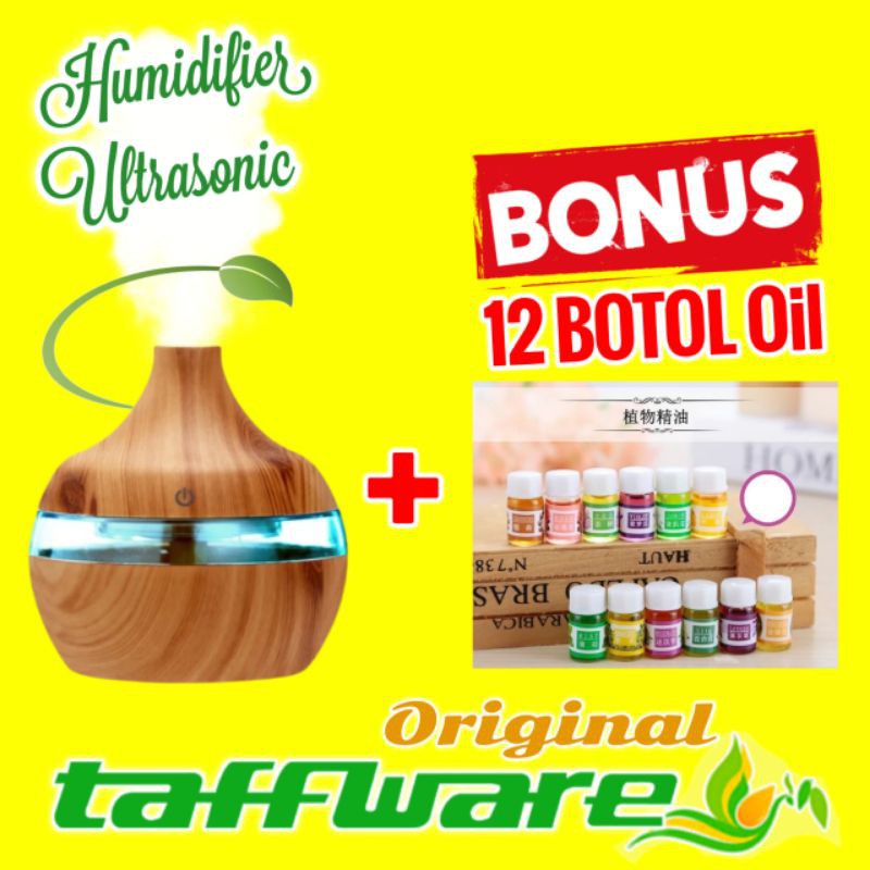 Humidifier Diffuser Aromaterapi Essential Oil Aromatherapy Disfuser Ultrasonic Pelembab Udara-Kincup - Kayu