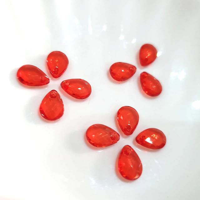 Mote Tetes Air Pipih Merah 7 mm x 9 mm (isi +/- 60 pcs)