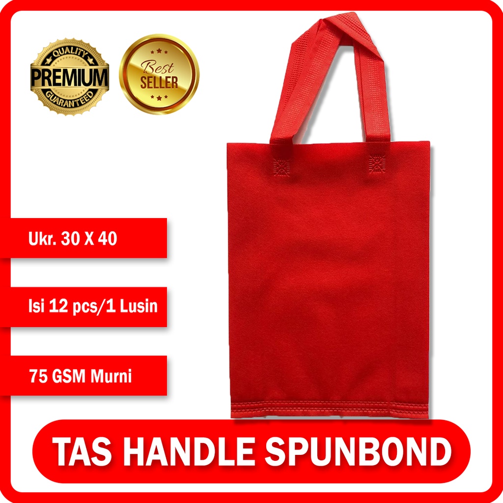 

Souvenir Tas Press Goodiebag Spunbond Handle - Merah 30CM x 40CM Satuan / Lusinan