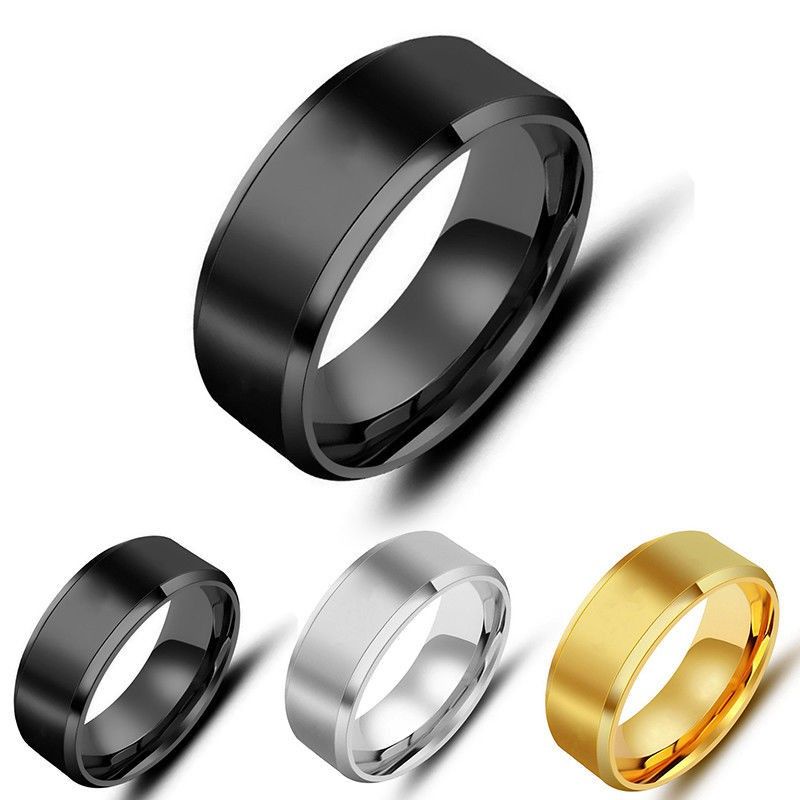 Cincin Titanium Polos Hitam/ White/Emas Polos Import