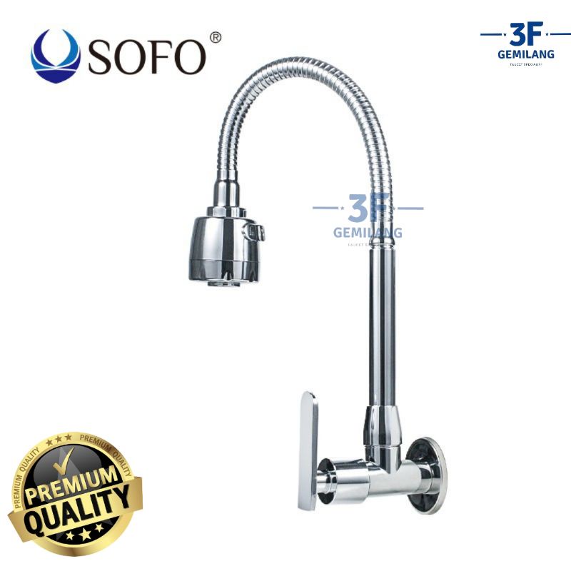 Sofo - Kran Air ANGSA WALL Dapur Warna CHROME FLEXIBLE 1/2 INCH