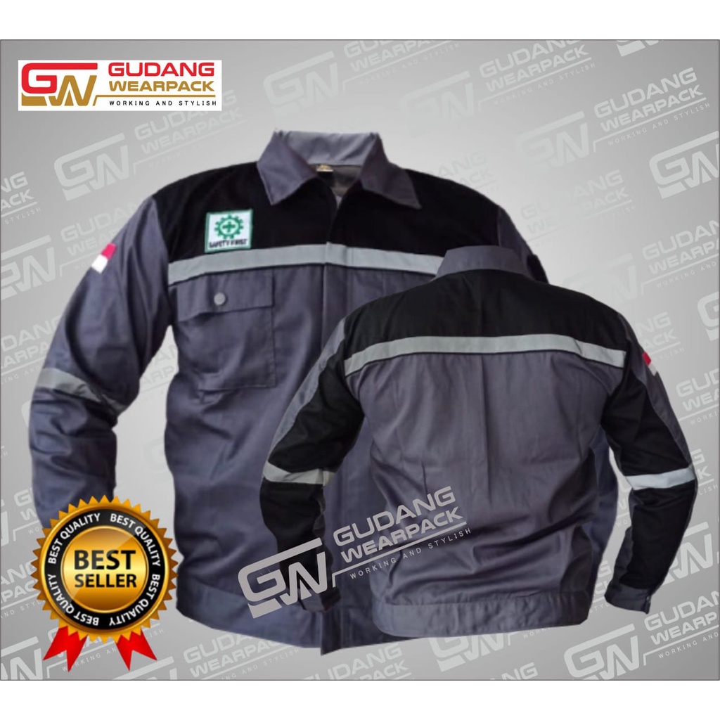 WEARPACK ATASAN Gudang Wearpack - Baju Kerja Seragam Proyek Warna Abu Hitam