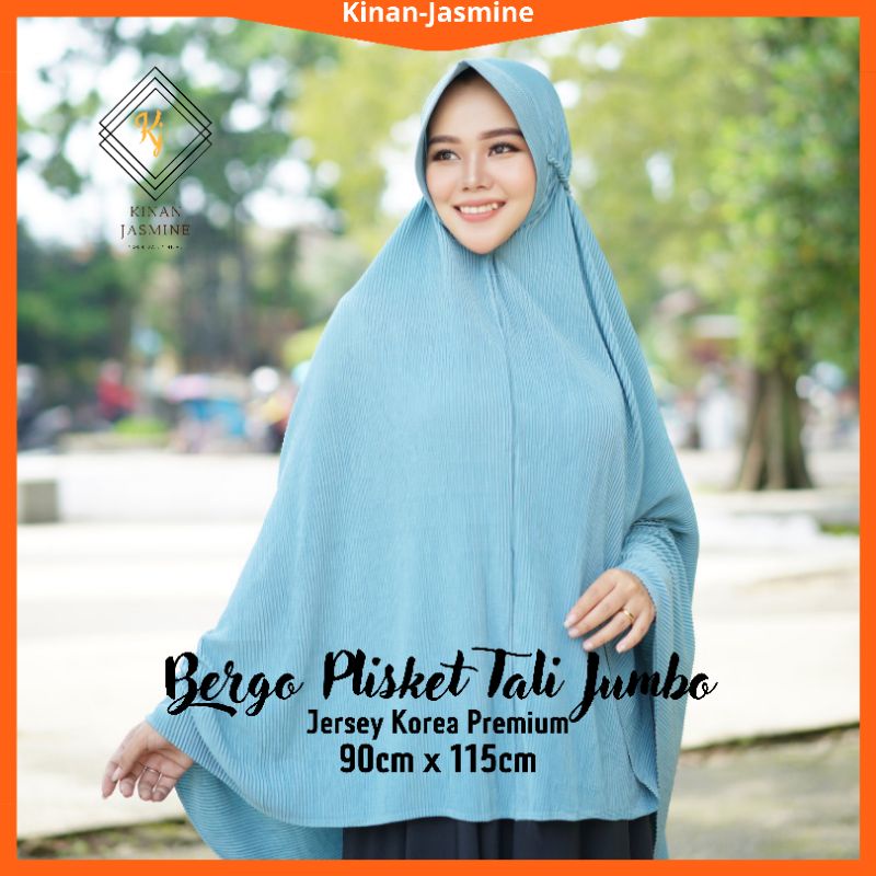 Jilbab Bergo Jersey Plisket Tali Lilit Tambang Jumbo Kerudung Hijab Langsung Adem Nyaman Cantik