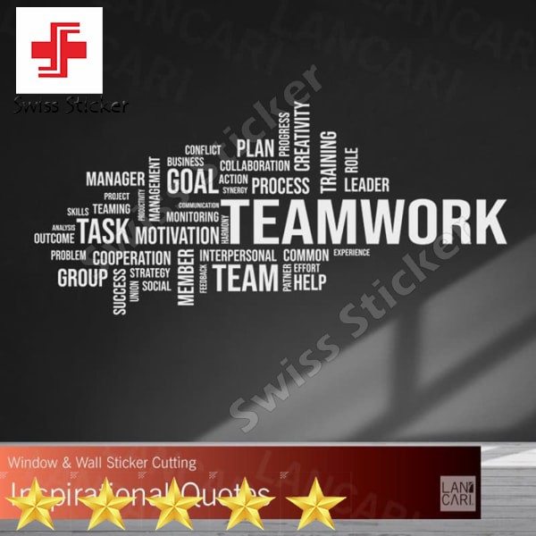 

Promo Sticker Dinding Team Work cloud word Stiker Cutting Kaca office kantor - Hitam Doff Keren