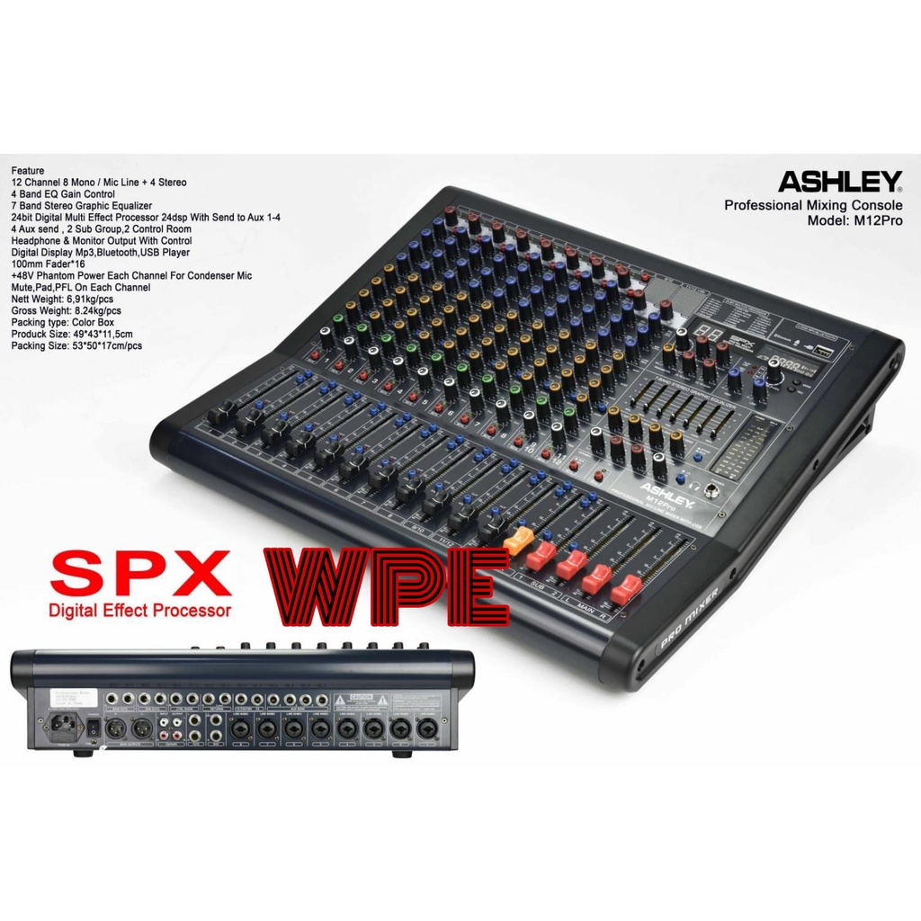 mixer audio ashley m12 pro / m12pro / m 12pro original 12 channel