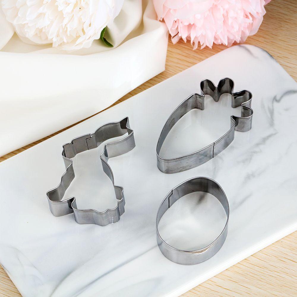 Preva 1/3PCS Easter Cookies Cutter DIY Cetakan Kue Sugarcraft Stainless Steel