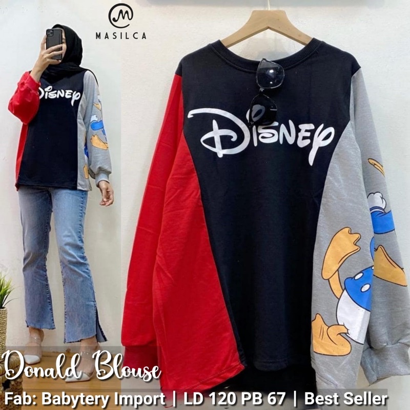 Blouse wanita premium import jumbo halus terbaru. Girly blouse masilca. Vespa Disney watergun blouse-1