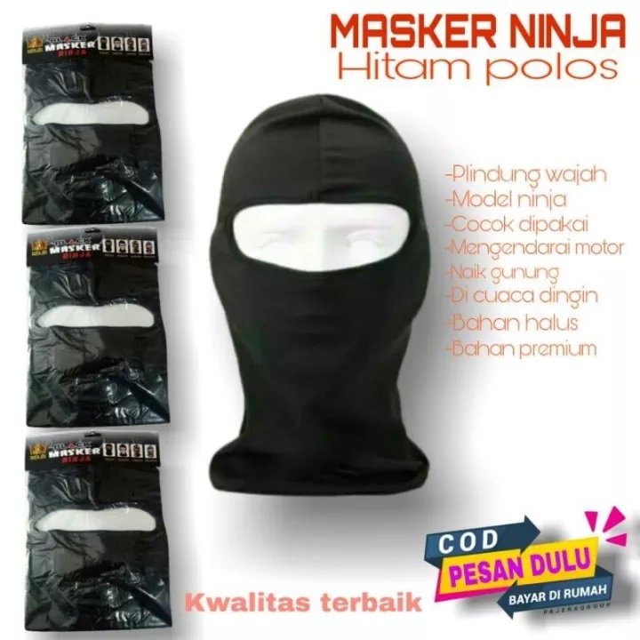 cod promo buff masker full face model ninja| buff ninja hitam polos murah| masker motor polos| maske