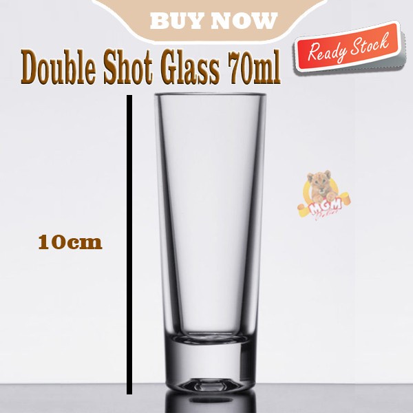 DOUBLE Shot Gelas Shot Tall 10cm shot Glass 70ml shooter Clear Glass