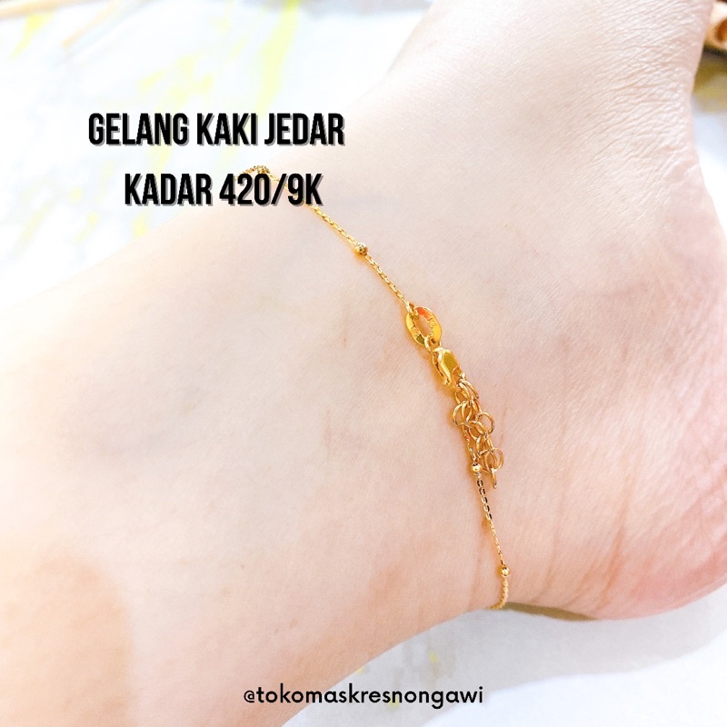 Gelang Kaki emas Jedar kadar 420/ 9k termurah emas asli