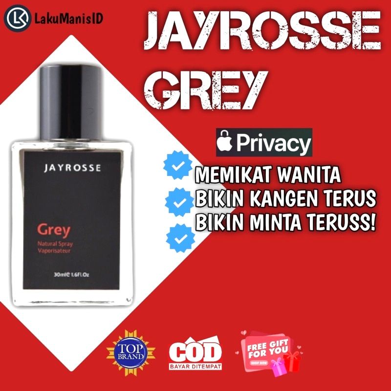 PARFUM GREY JAYROSSE | PARFUM JAYROSSE | PARFUM PRIA |PARFUM PRIA TAHAN LAMA |PARFUM PRIA DI SUKAI WANITA |PARFUM PEMIKAT WANITA GREY JAYROSSE PARFUME PARFUM EDP