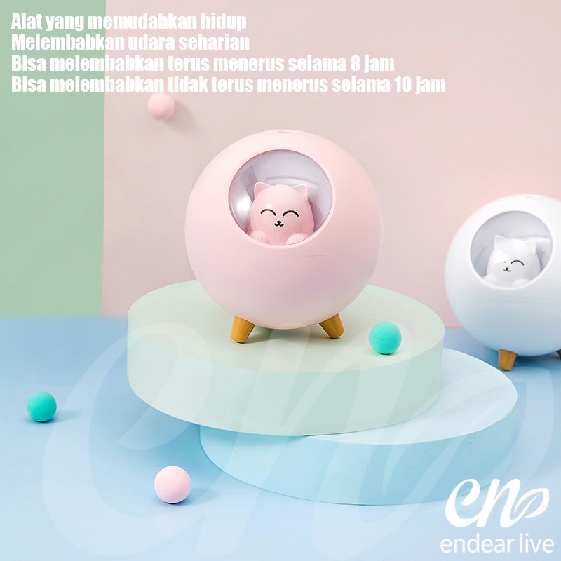 [endear]100% ORI anak kucing Humidifier 220ML Essential Oil Diffuser Aroma Terapi Pengharum Ruangan-1