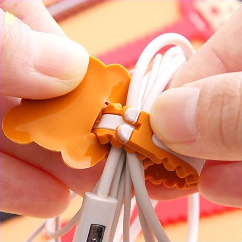 [Multifunction PVC Cable Strap Ties] [Creative Cute Cartoon Headphone Winder Hub ][Reusable Cable Winder Clip Suitable for Home, Office Cables Line Organize] [Cable Line Management Tools]