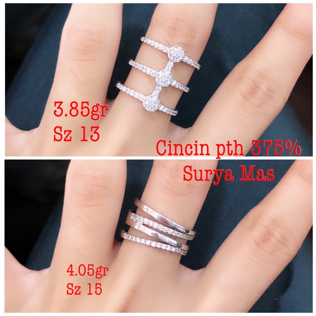 Cincin emas putih asli 375%