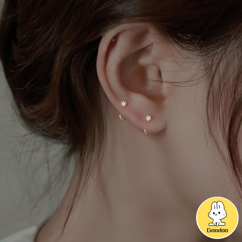 Anting Zirkon Temperamen Fashion Wanita Tidur Gratis Melepas Anting-Anting Trendi Yang Indah -Doo