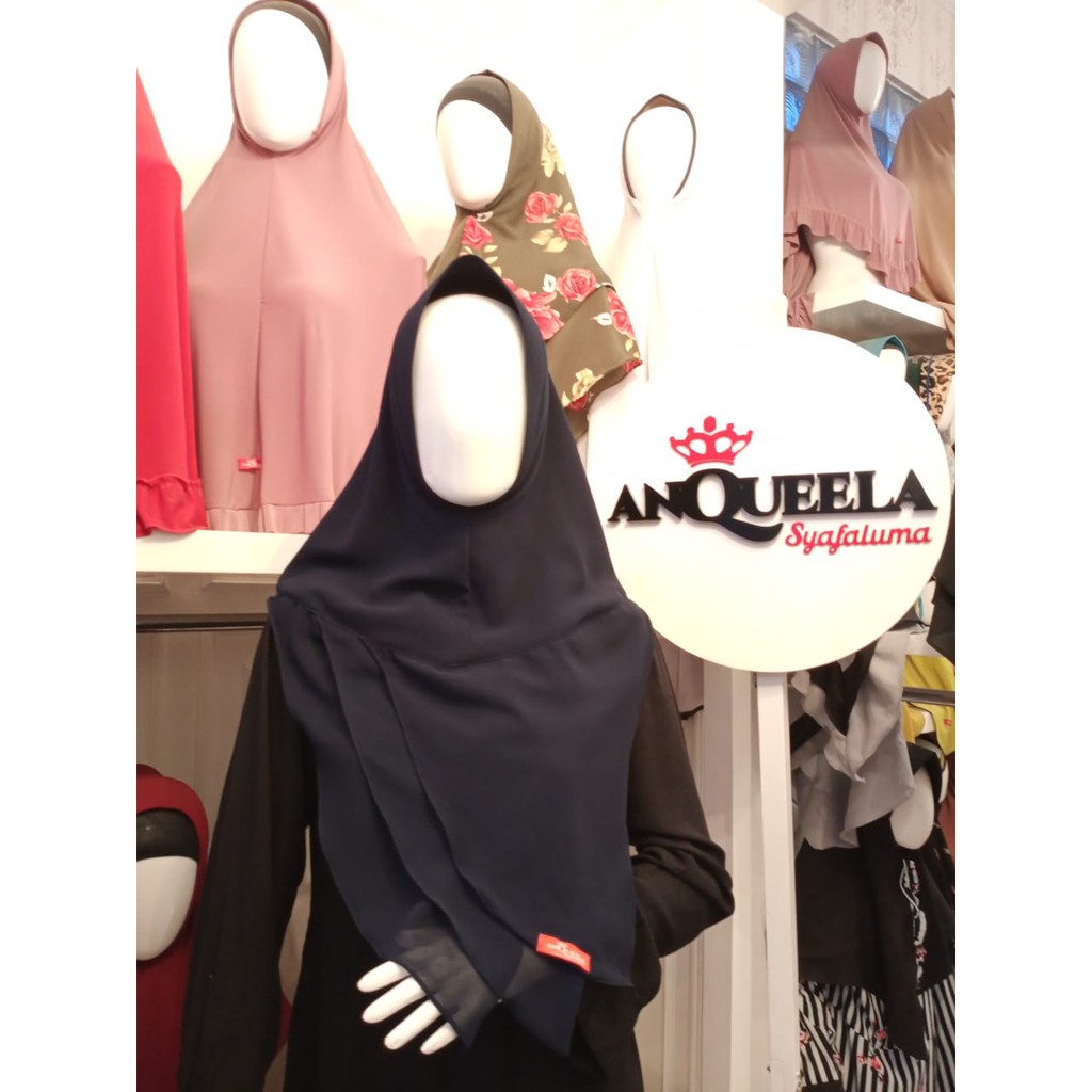 (Bisa COD) Leaf Khimar Cerutty Anqueela Syafaluma-Hitam