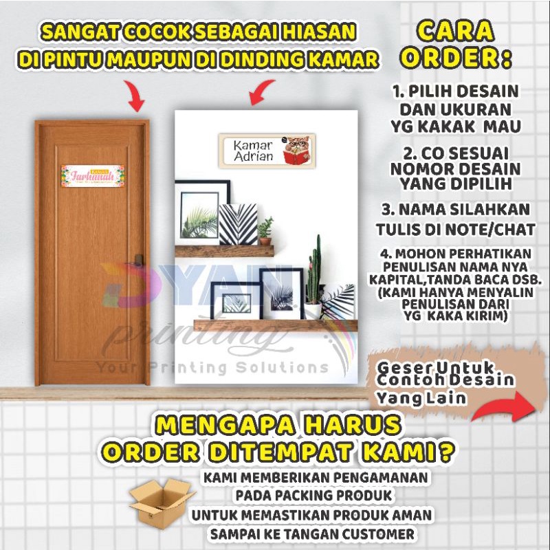 Hiasan dinding pintu /kamar/ dinding kamar/ruangan custom, bisa request nama &amp; tulisan, sangat cocok untuk hiasan dinding ataupun hadiah