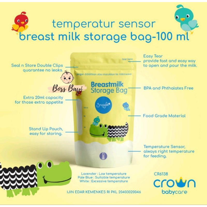 CROWN Baby Care - Kantong Asi 100ml extra 20ml / Breast Milk Storage Bag / Tempat Penyimpan Asi