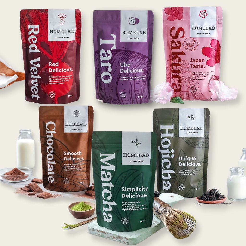 

Paket 6 Bubuk Minuman Premium Matcha / Choco / Hojicha / Taro / Red Velvet / Sakura hos