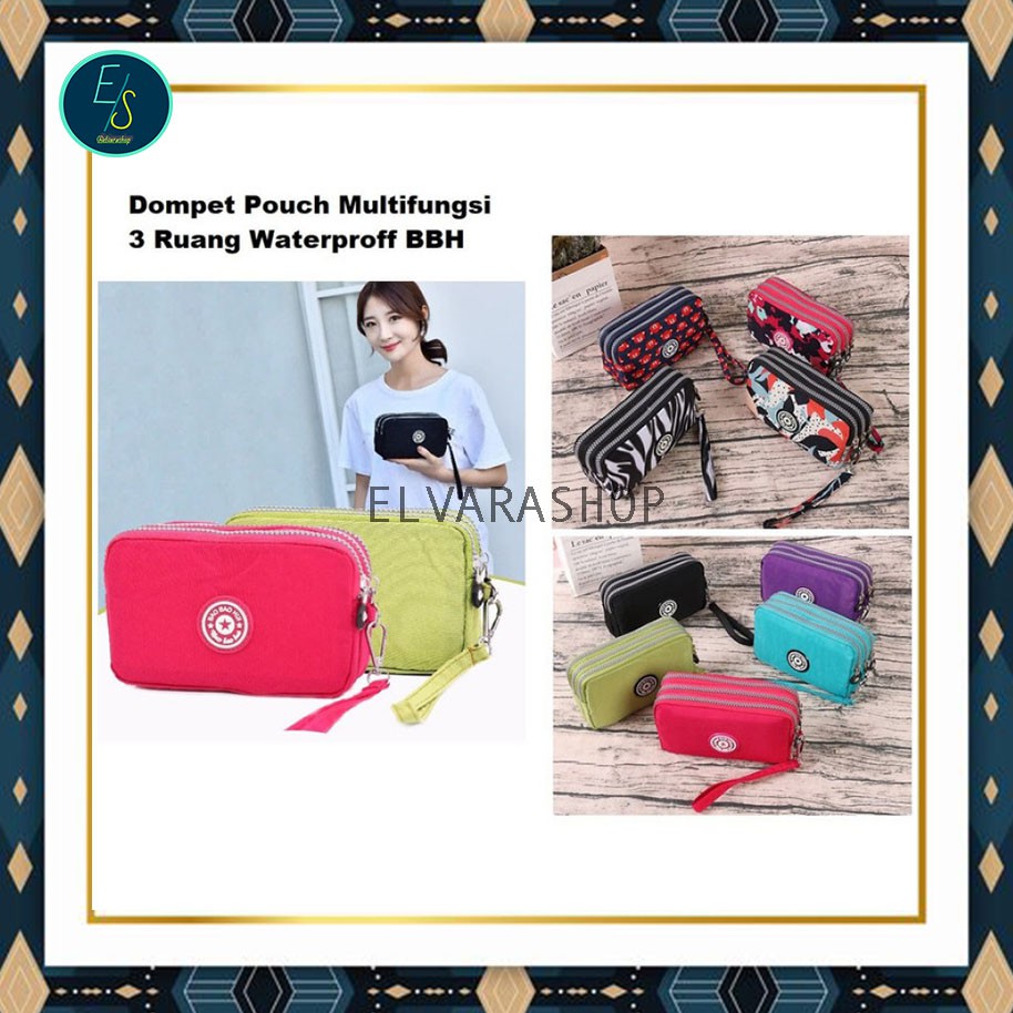 elvarashop-Dompet Wanita Pouch Multifungsi 3 Ruang Waterproff/Dompet Serbaguna/Pouch Wanita KHG9