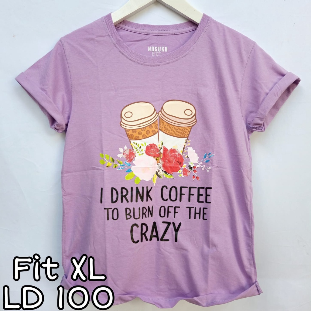 Kaos Wanita Fit XL LD 100 cm Lengan Pendek Baju Perempuan Distro Jumbo Oversize Bigsize Pakaian Tshi