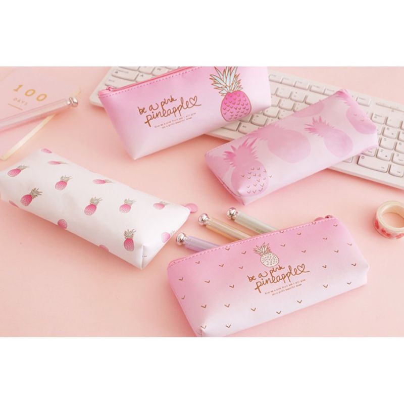 tempat pensil nanas/kotak pensil pink pinneaple