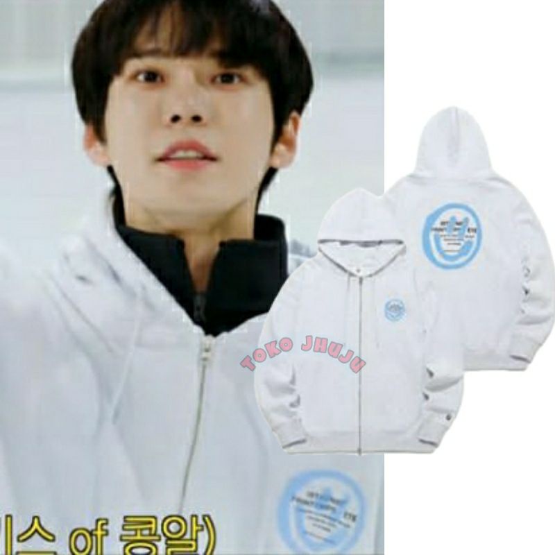 Jaket Hoodie ZIPPER NCT Doyoung style ITKUS SMILE BIRU print DTF