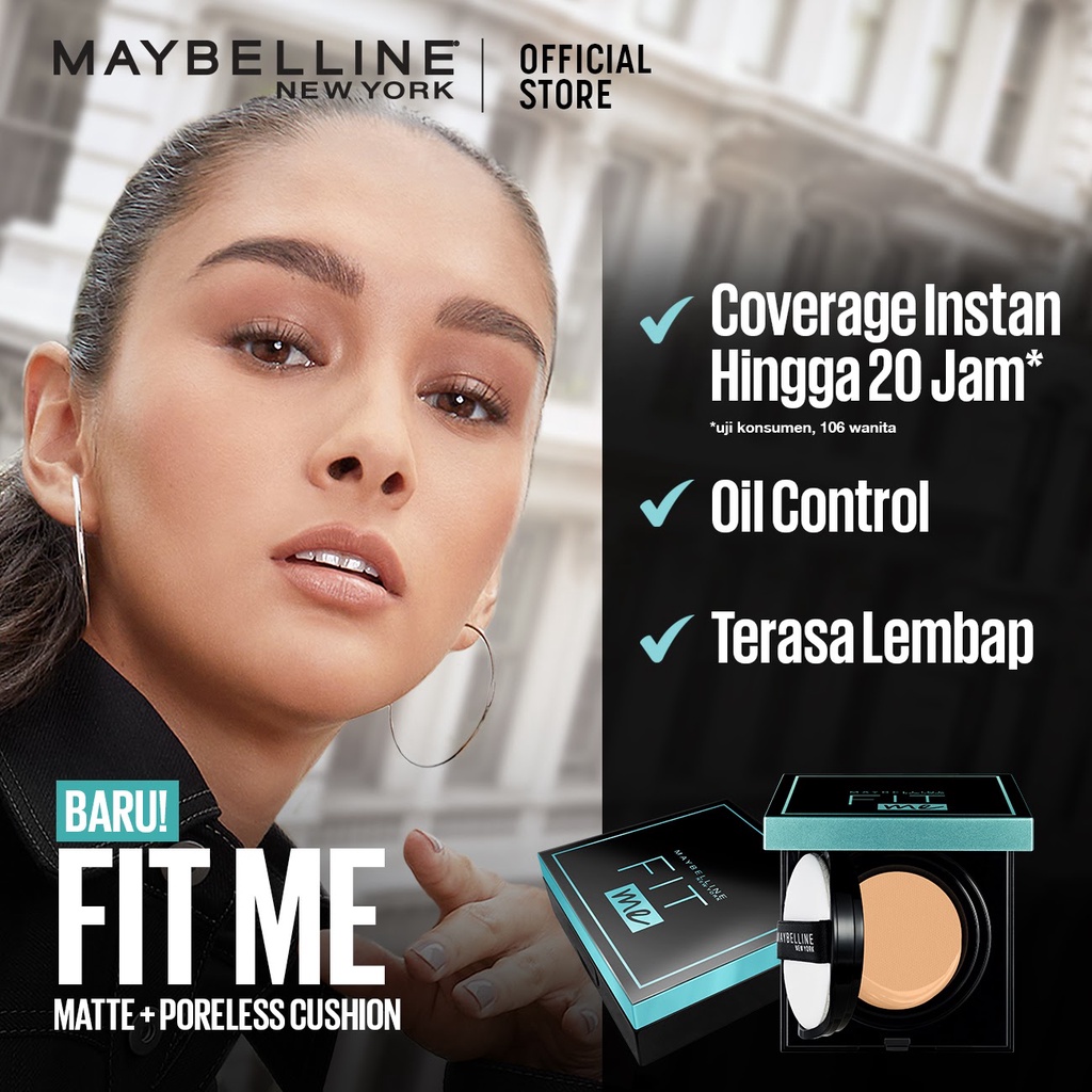 Maybelline Fit Me Matte+Poreless Cushion Foundation - Makeup Ringan Full Coverage Oil Control Tahan Hingga 20HR