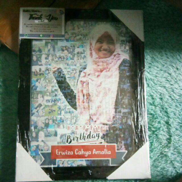 Kado Unik Hadiah Anniversary Ultah Wisuda Desain Mozaik Foto Lengkap Dgn Cetak Dan Bingkai Murah