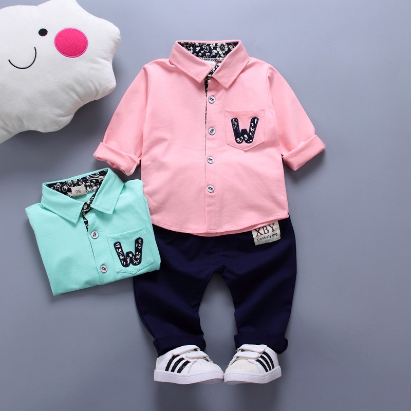 2Pcs Kaos  Lengan Panjang  Celana  Panjang  untuk Bayi  Laki 