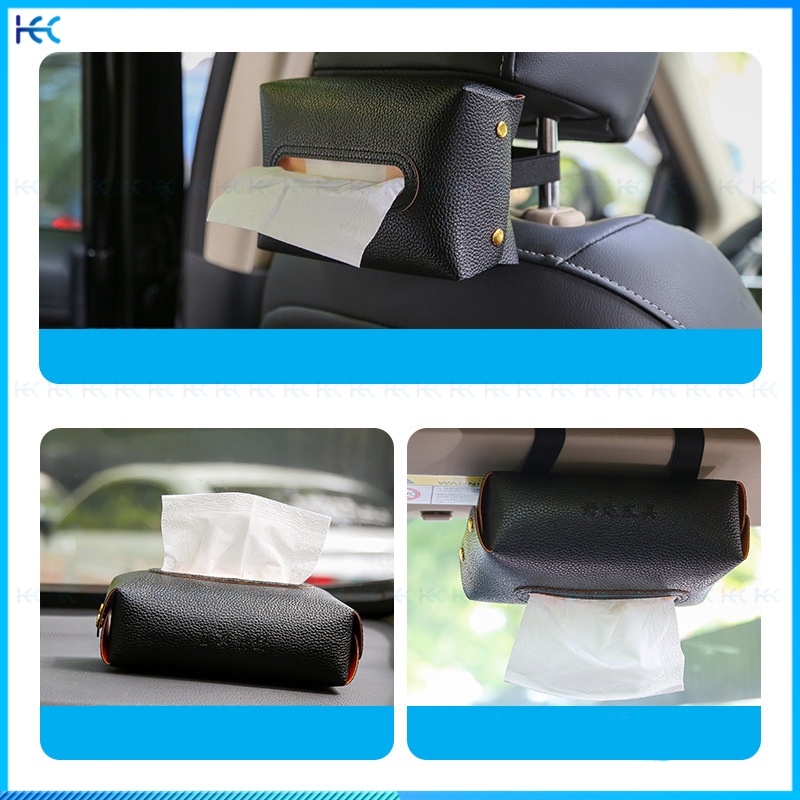 1pc Kotak Tisu Bahan Kulit PU Untuk Sun Visor Mobil