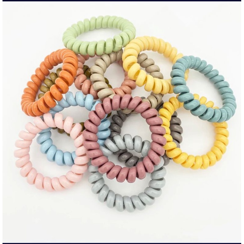 [ COD ] Ikat Rambut Spiral Fashion Korea / Kunciran Rambut Kabel / Tali Rambut Elastis-Doff Pastel Premium