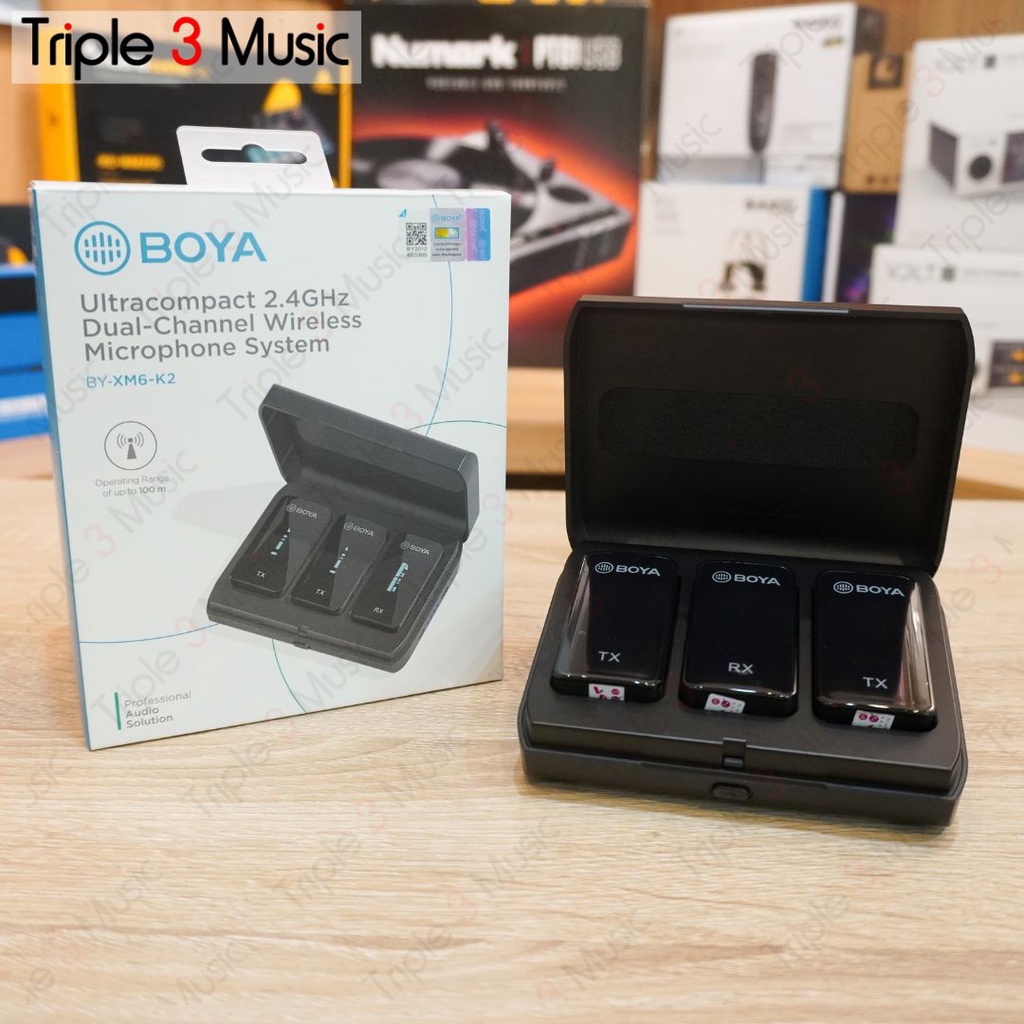 BOYA BY XM6 K2 Dual Mic Wireless Clip On With Case Charging