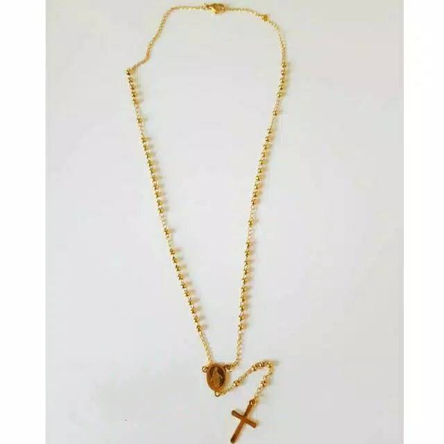 Kalung Rosario Gold Titanium 2mm 50cm Import Antikarat