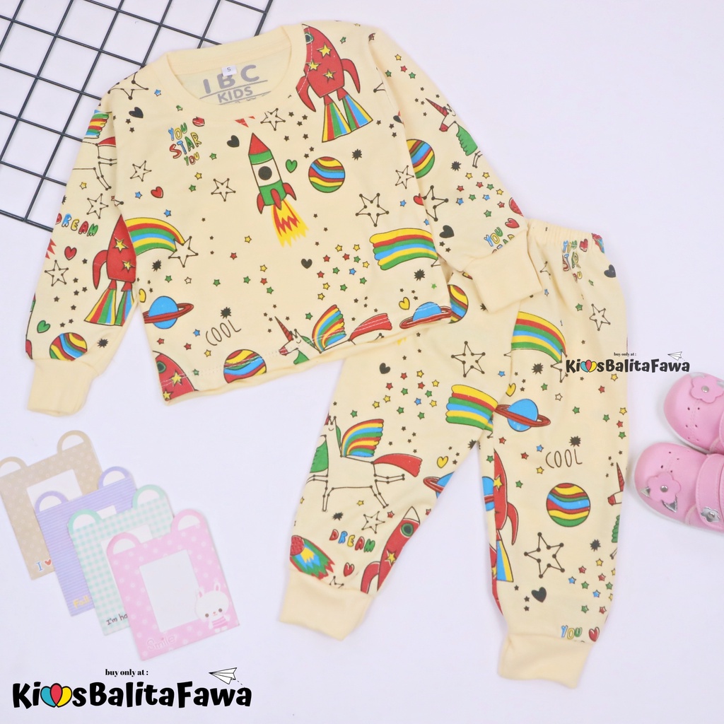 Setelan Chava uk 5-6 Tahun / Baju Lengan Panjang Anak Perempuan Premium Cotton Tebal Pakaian Tidur